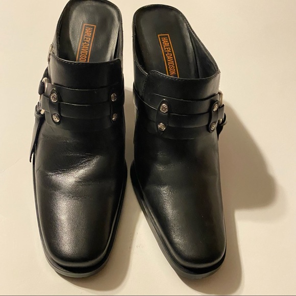 - Harley Davidson Black Leather Mules - Picture 9 of 12